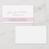 Trendy Modern Elegant Pink White Minimalist Plain Visitekaartje (Voorkant / Achterkant)