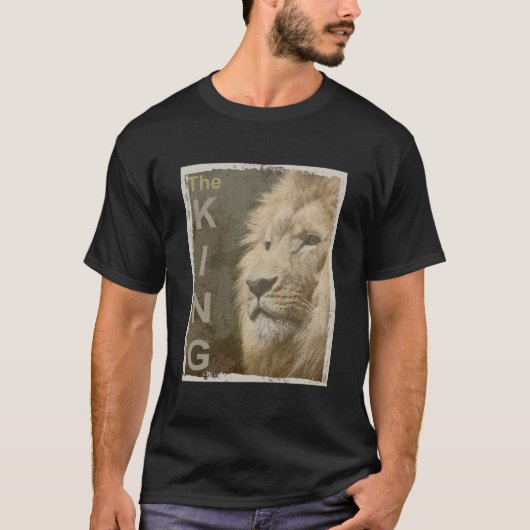 Trendy Modern Elegant Pop Art Lion Head Sjabloon T-shirt (Voorkant)