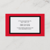 Trendy Modern Elegant Red Black White Visitekaartje (Achterkant)