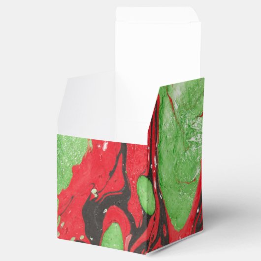 Trendy Modern Elegant Red Green Abstracte Sjabloon Bedankdoosjes (Geopend)