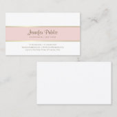 Trendy Modern Elegant Roze Goud Wit Eenvoudig Vlak Visitekaartje (Voorkant / Achterkant)