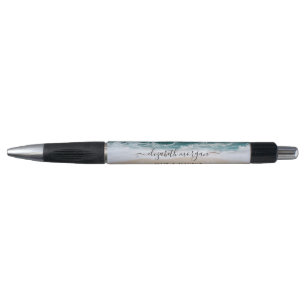 Trendy Modern Elegant Script Aqua Green Blue Name Pen