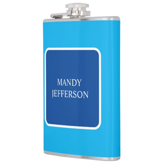 Trendy Modern Elegant Simple Blue Jouw naam toevoe Heupfles (Links)