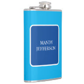 Trendy Modern Elegant Simple Blue Jouw naam toevoe Heupfles (Rechts)