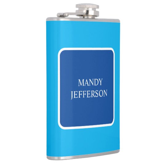 Trendy Modern Elegant Simple Blue Jouw naam toevoe Heupfles (Rechts)