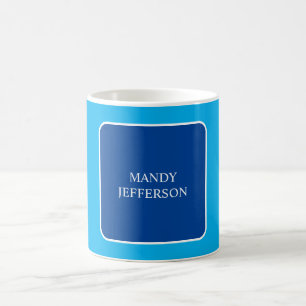 Trendy Modern Elegant Simple Blue Jouw naam toevoe Koffiemok