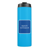 Trendy Modern Elegant Simple Blue Jouw naam toevoe Thermosbeker (Voorkant)