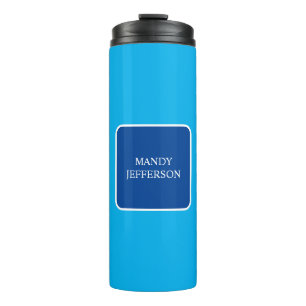 Trendy Modern Elegant Simple Blue Jouw naam toevoe Thermosbeker