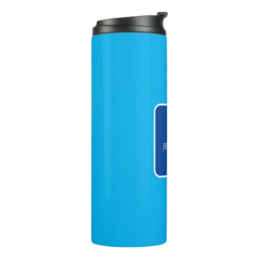 Trendy Modern Elegant Simple Blue Jouw naam toevoe Thermosbeker (Gedraaid links)