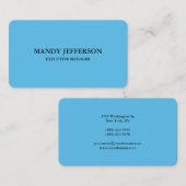 Trendy Modern Elegant Simple Blue Manager Visitekaartje (Voorkant / Achterkant)