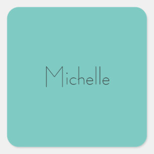 Trendy Modern Elegant Simple Blue White Vierkante Sticker
