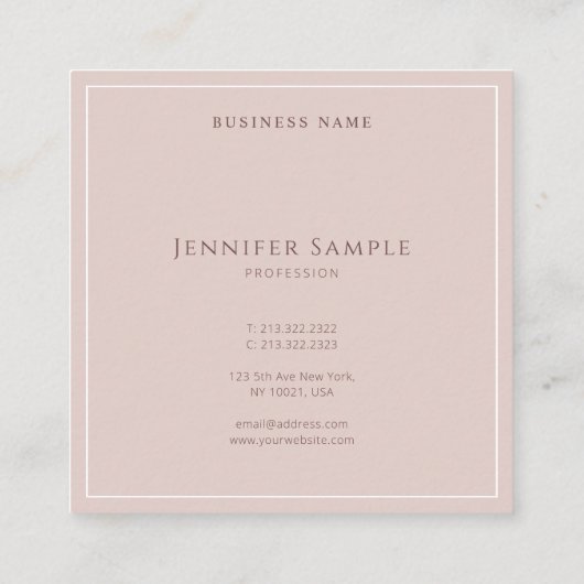 Trendy Modern Elegant Simple Design Sjabloon Chic Vierkante Visitekaartje (Achterkant)