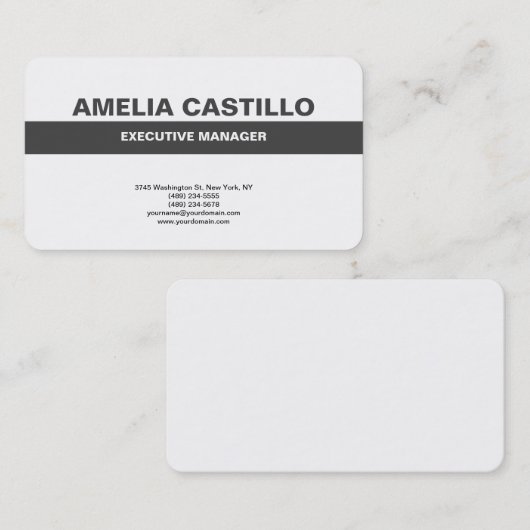 Trendy Modern Elegant Simple Grey Bold Visitekaartje (Voorkant / Achterkant)