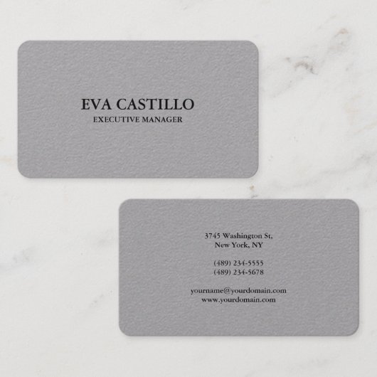 Trendy Modern Elegant Simple Manager Premium Grey Visitekaartje (Voorkant / Achterkant)
