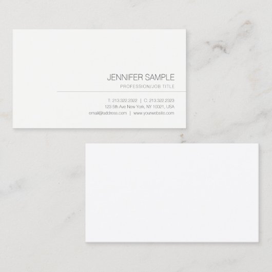 Trendy Modern Elegant Simple Professional Plain Visitekaartje (Voorkant / Achterkant)