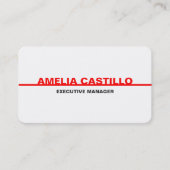 Trendy Modern Elegant Simple Red White Bold Visitekaartje (Voorkant)