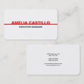 Trendy Modern Elegant Simple Red White Bold Visitekaartje (Voorkant / Achterkant)