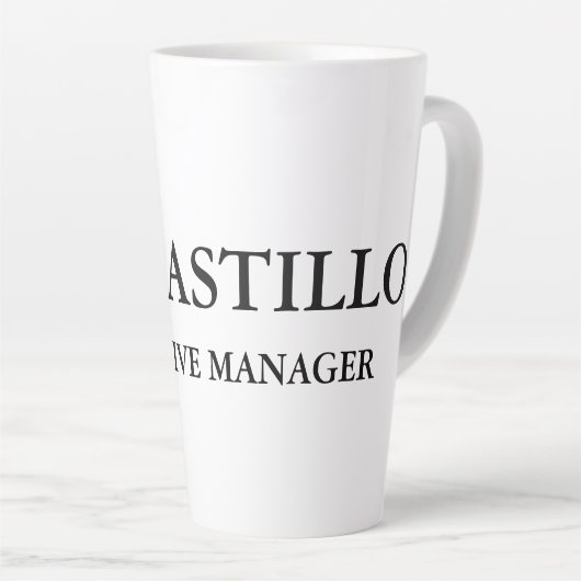 Trendy Modern Elegant Simple White Manager Latte Mok (Rechterhoek)