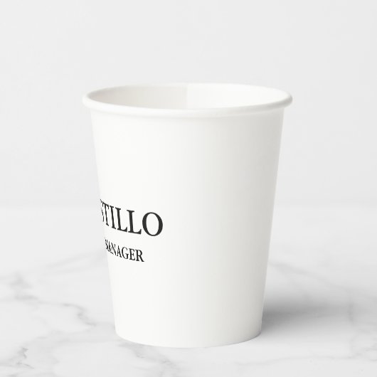 Trendy Modern Elegant Simple White Manager Papieren Bekers (Links)
