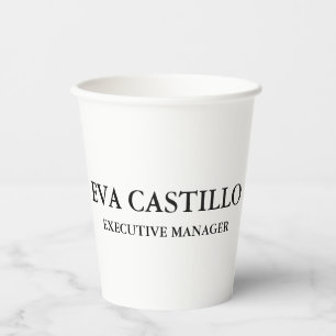 Trendy Modern Elegant Simple White Manager Papieren Bekers