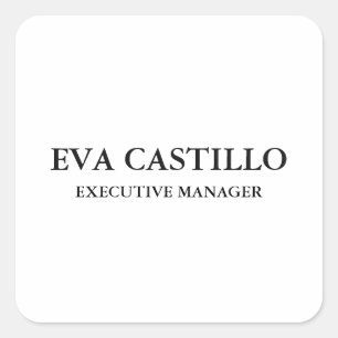 Trendy Modern Elegant Simple White Manager Vierkante Sticker