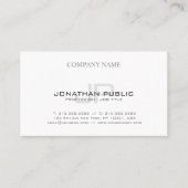 Trendy Modern Elegant Slank Design Monogram Plain Visitekaartje (Voorkant)