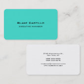 Trendy Modern Elegant Turquoise Blauw Wit Visitekaartje (Voorkant / Achterkant)