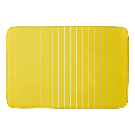 Trendy Modern Elegant Yellow White Striped Badmat (Voorkant)