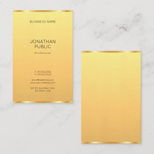 Trendy Modern Faux Gold Elegant Eenvoudige Sjabloo Visitekaartje (Voorkant / Achterkant)