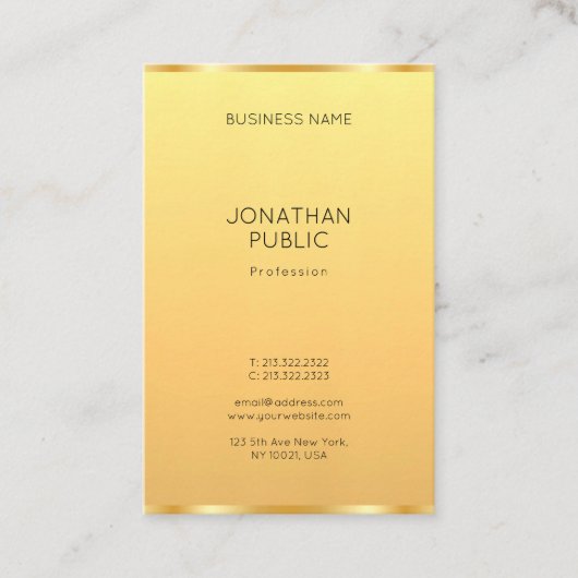 Trendy Modern Faux Gold Elegant Eenvoudige Sjabloo Visitekaartje (Voorkant)