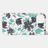 Trendy Modern Floral Blossom Grey Blauwgroen Patte Case-Mate iPhone Case (Achterkant (horizontaal))