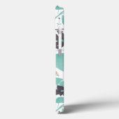 Trendy Modern Floral Blossom Grey Blauwgroen Patte Case-Mate iPhone Case (Achterkant / Links)