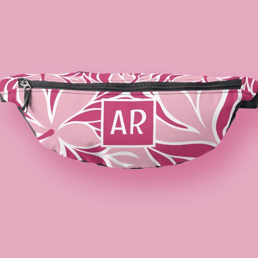 Trendy Modern Floral Pattern Cool Monogram Roze Heuptasje