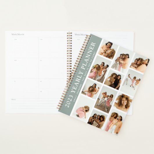 Trendy Modern Foto Grid Custom Yarly Planner (Display)