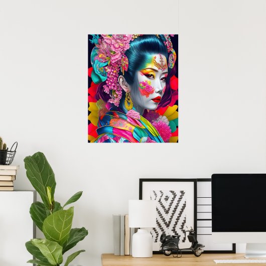 Trendy Modern Geisha Poster papier (mat) (Thuiskantoor)