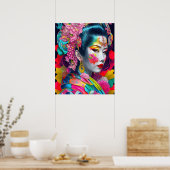 Trendy Modern Geisha Poster papier (mat) (Keuken)