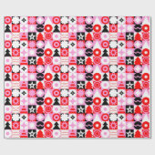 Trendy Modern Geometric Christmas Pattern Red Pink Cadeaupapier (Vlak)
