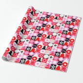 Trendy Modern Geometric Christmas Pattern Red Pink Cadeaupapier (Uitgerold)