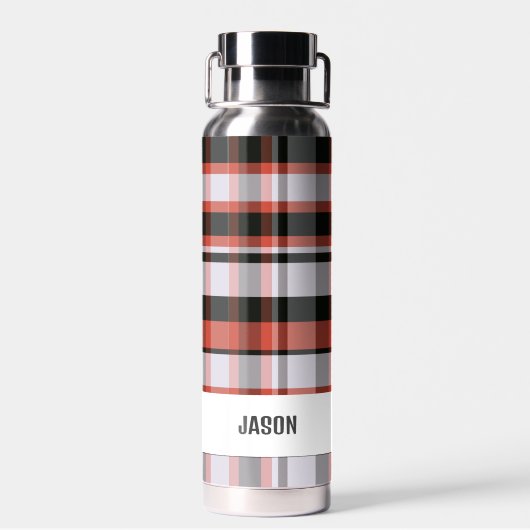 Trendy Modern Gepersonaliseerd Plaid Waterfles (Achterkant)
