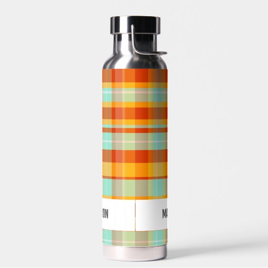 Trendy Modern Gepersonaliseerd Plaid Waterfles (Links)