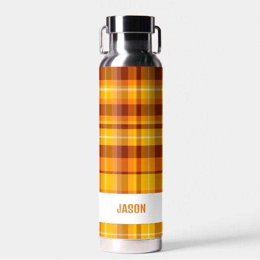 Trendy Modern Gepersonaliseerd Plaid Waterfles (Voorkant)
