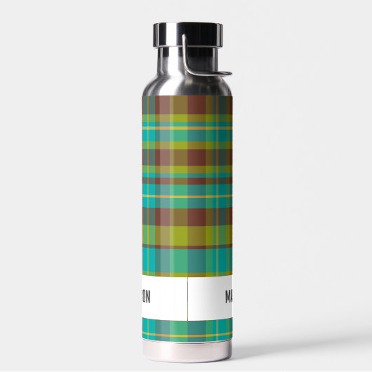 Trendy Modern Gepersonaliseerd Plaid Waterfles (Links)