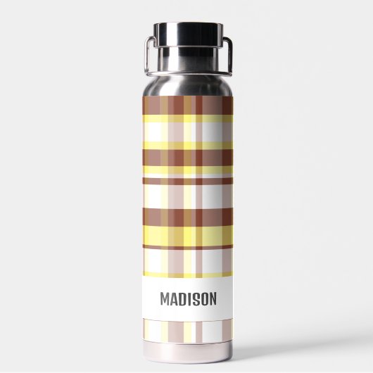 Trendy Modern Gepersonaliseerd Plaid Waterfles (Achterkant)