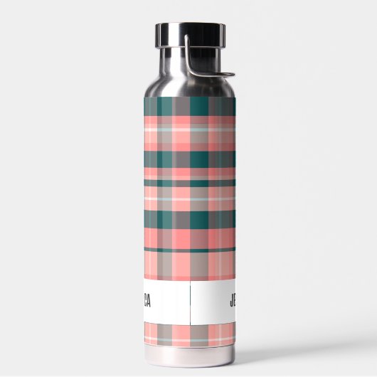Trendy Modern Gepersonaliseerd Plaid Waterfles (Links)
