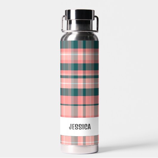Trendy Modern Gepersonaliseerd Plaid Waterfles (Achterkant)