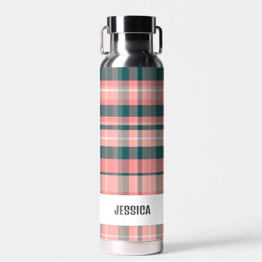 Trendy Modern Gepersonaliseerd Plaid Waterfles (Voorkant)