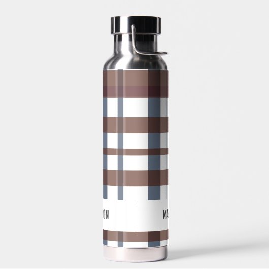 Trendy Modern Gepersonaliseerd Plaid Waterfles (Links)