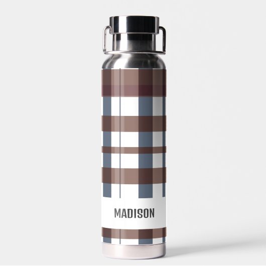 Trendy Modern Gepersonaliseerd Plaid Waterfles (Achterkant)
