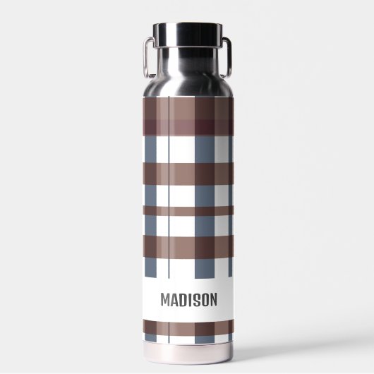 Trendy Modern Gepersonaliseerd Plaid Waterfles (Voorkant)