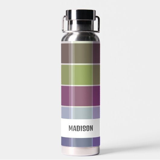 Trendy Modern Gepersonaliseerd Plaid Waterfles (Achterkant)